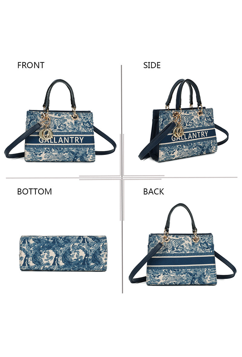 TAS BLAUW PRINT GALLANTRY PARIS