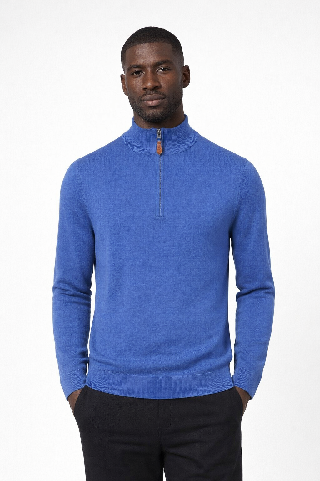 HALF ZIP SWEATER BLAUW CLAIR