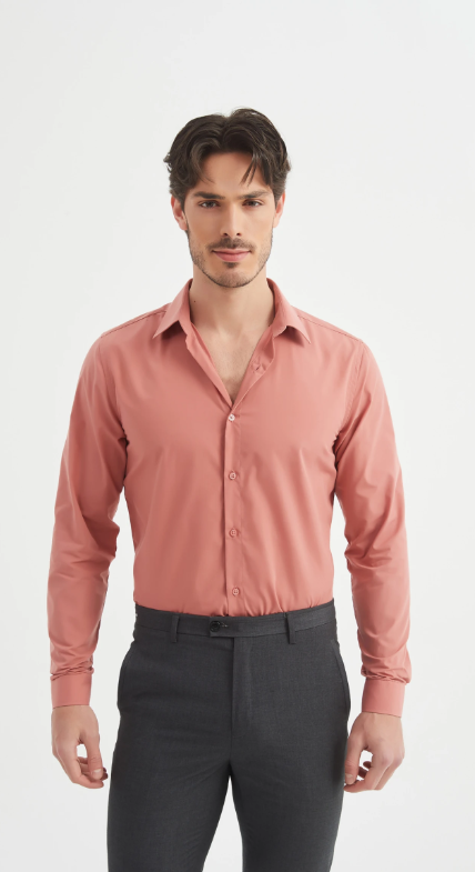 BASIC OVERHEMD SLIM-FIT ROZE