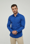 BASIC OVERHEMD SLIM-FIT BLAUW