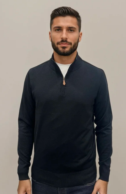 HALF ZIP SWEATER ZWART