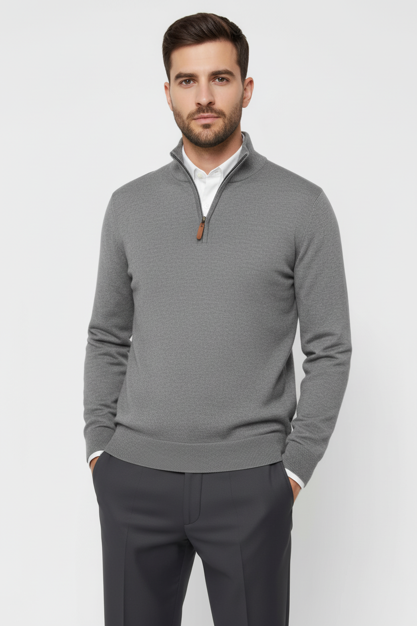 HALF ZIP SWEATER GRIJS