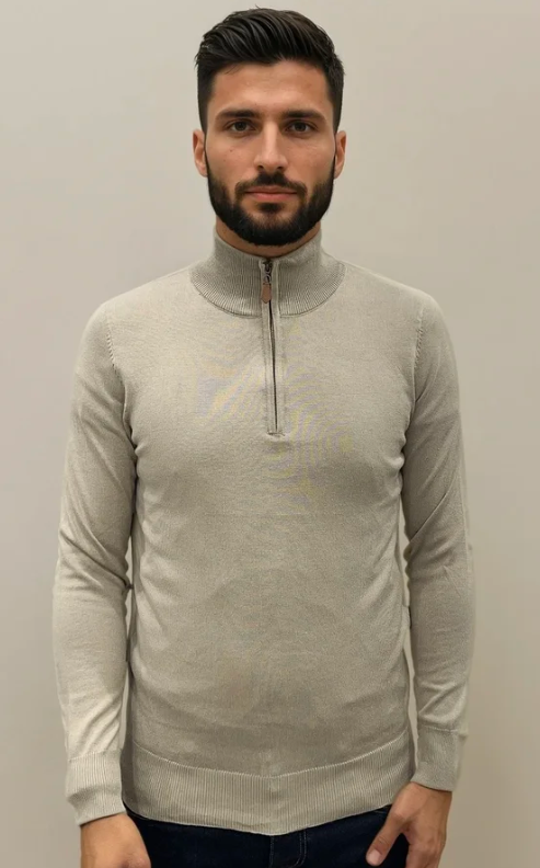 HALF ZIP SWEATER BEIGE