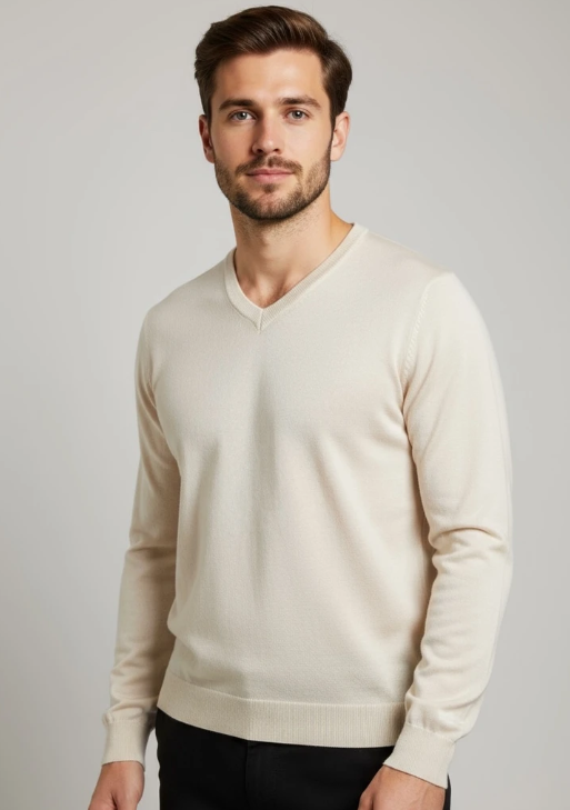 SWEATER V-NECK BEIGE