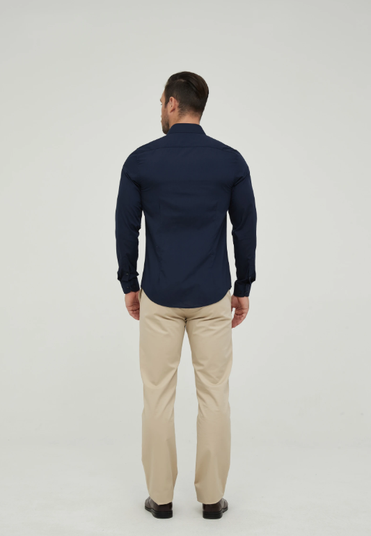 BASIC OVERHEMD SLIM-FIT MARINEBLAUW