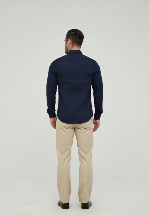 BASIC OVERHEMD SLIM-FIT MARINEBLAUW