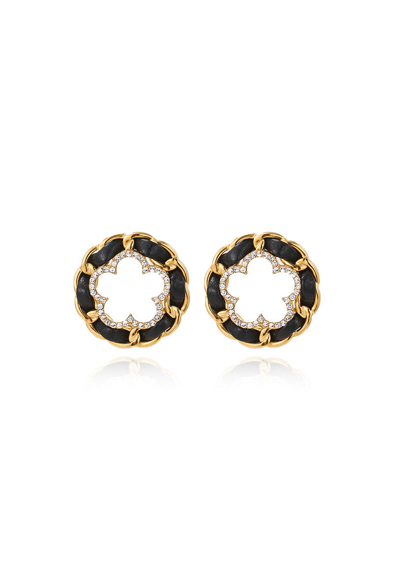 ZWARTE BLOEM OORBELLEN