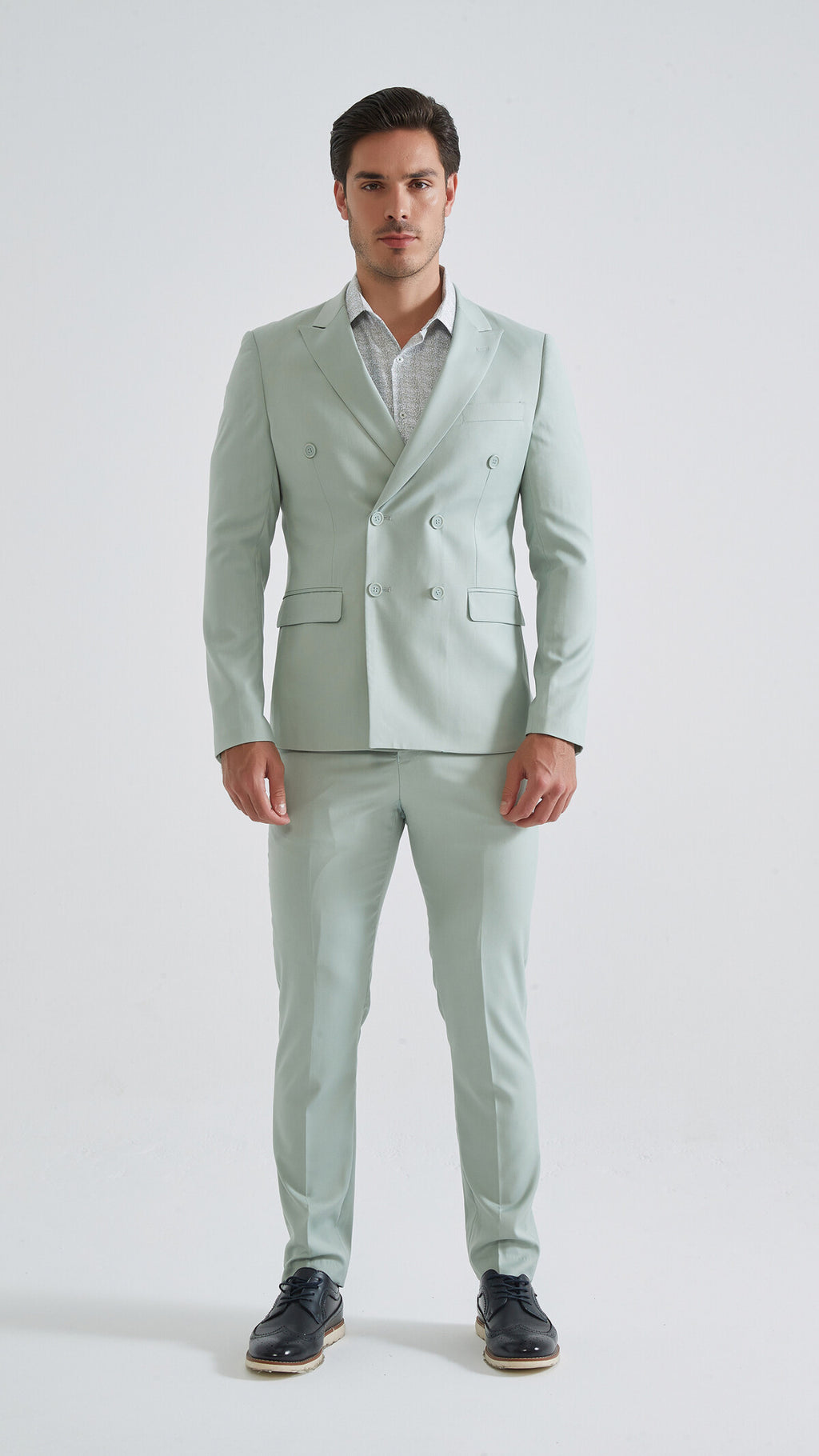 PASTEL GREEN SUIT DOUBLE-BREASTED
