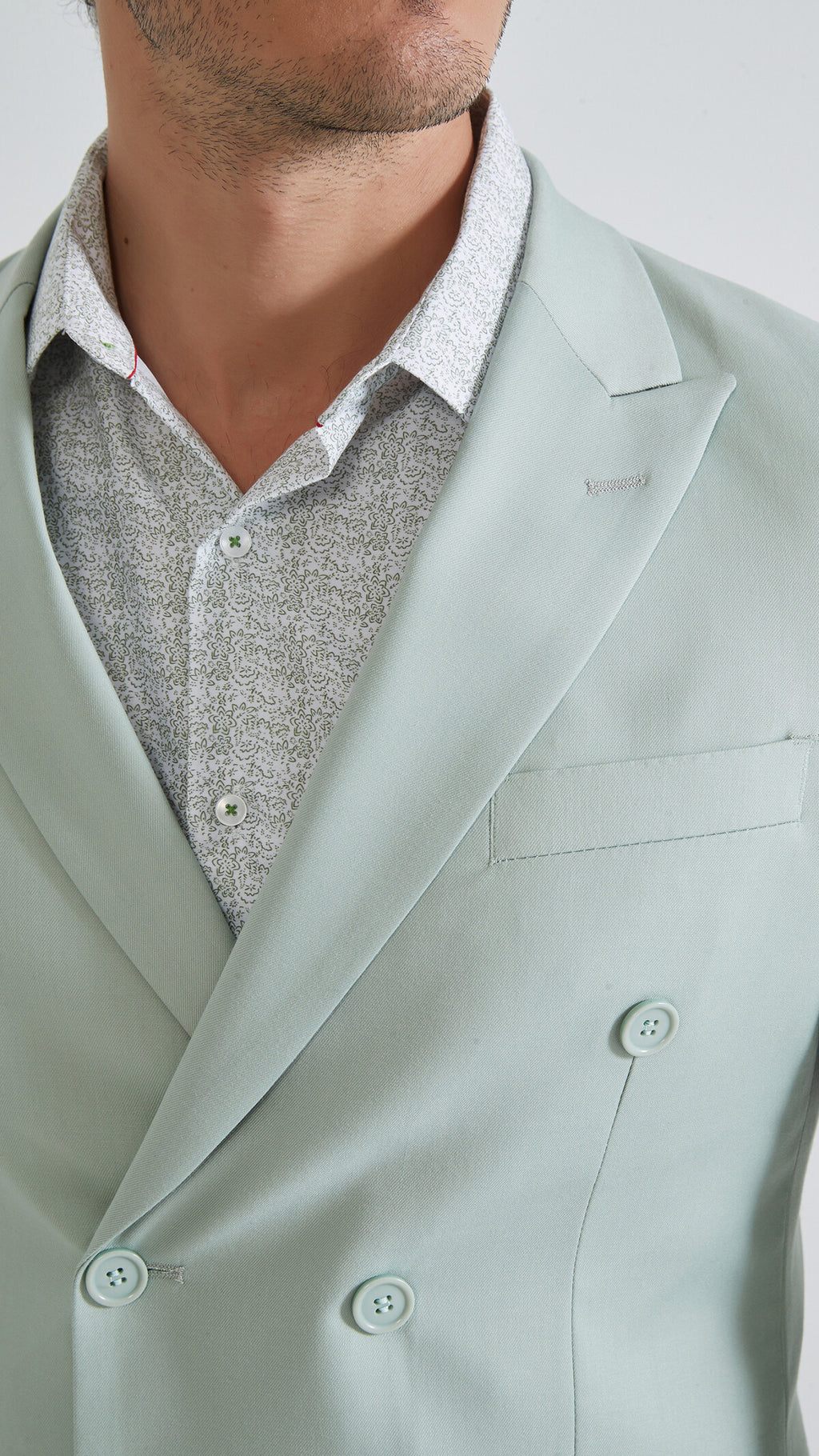 PASTEL GREEN SUIT DOUBLE-BREASTED
