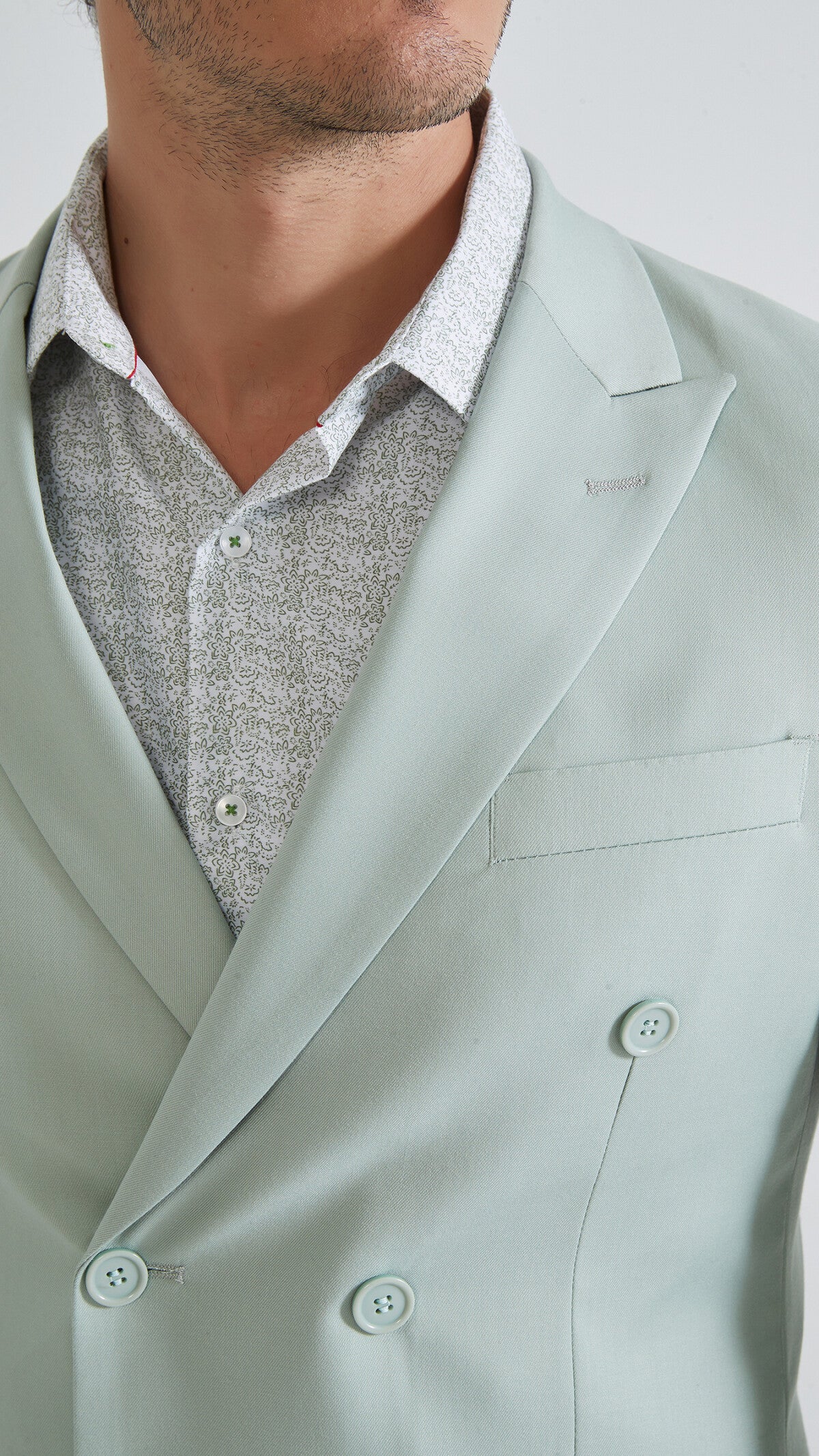 PASTEL GREEN SUIT DOUBLE-BREASTED