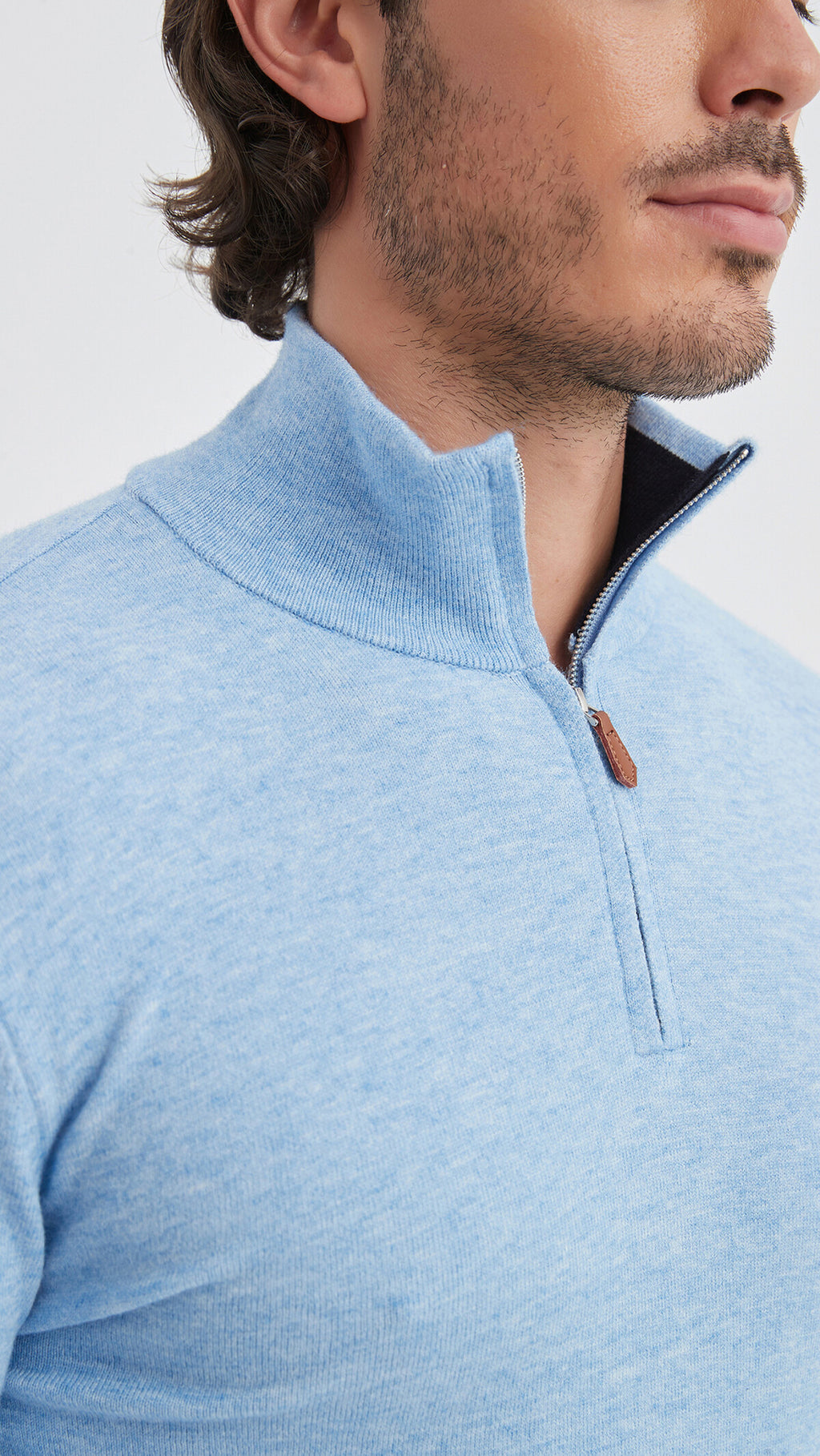 ZIP PULL SWEATER BABY BLUE