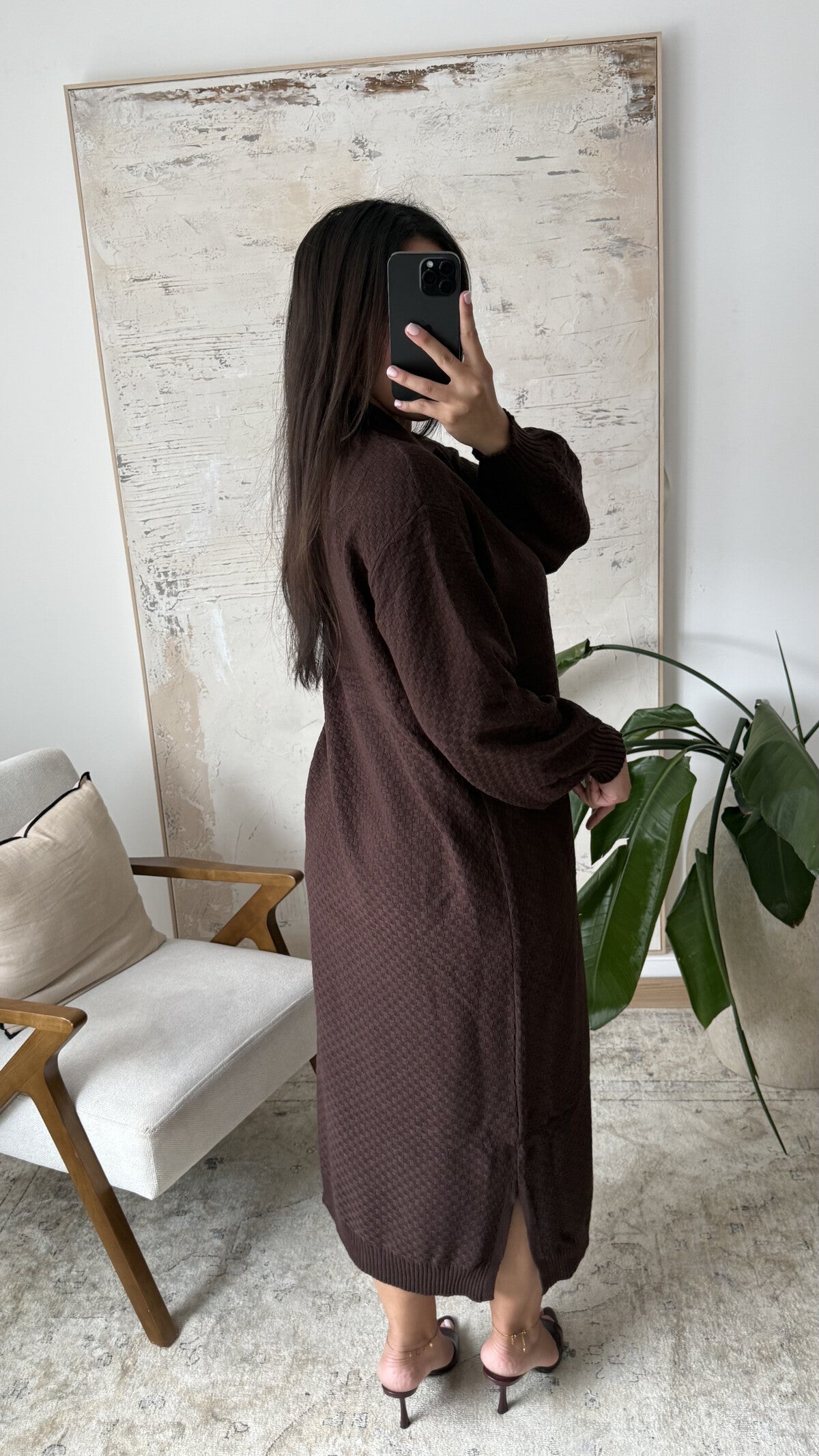 BRUINE GEBREIDE JURK